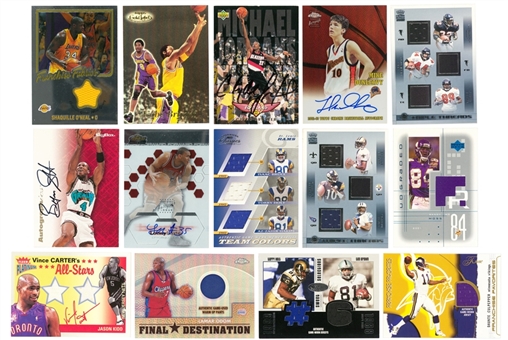 1990s/2000s Assorted Brands Football and Basketball Jersey and Signed Cards Collection (27) Plus Kobe Card